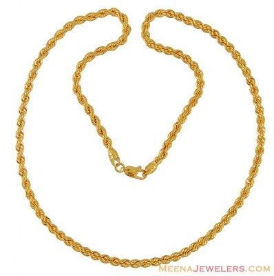 22K Gold Rope Chain (20 Inch) ( Plain Gold Chains )